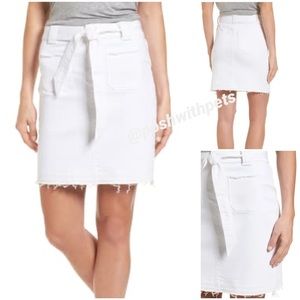 Caslon Belted Release Hem Stretch Cotton Mini Short Skirt White Size 10 Petite